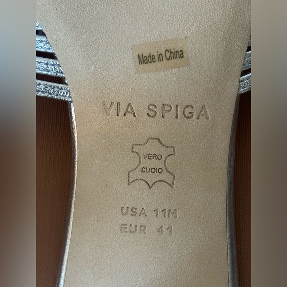 VIA SPIGA Women's Silver Rafaela Metallic Leather Mule Sandals Size 11US/41EU - Picture 6 of 12